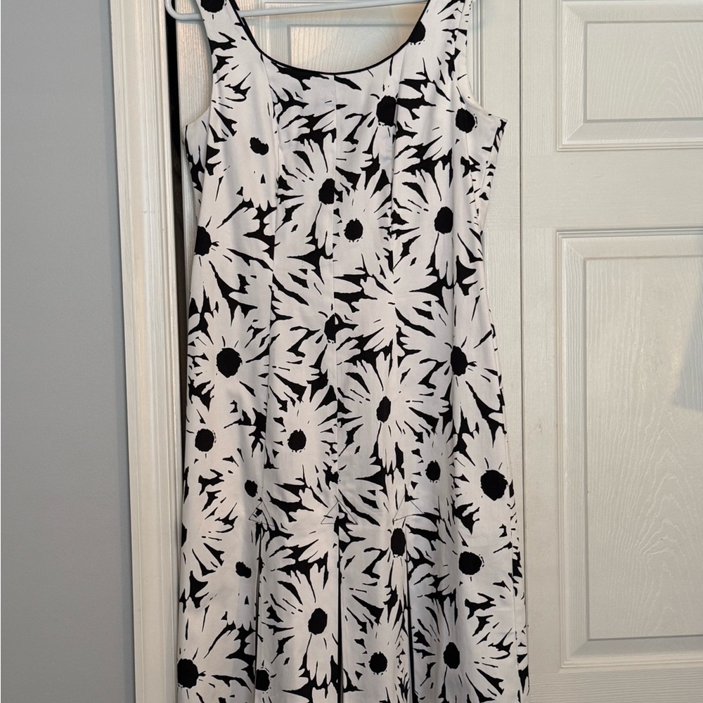 Talbots Black and White Scoop Neck Midi Dress